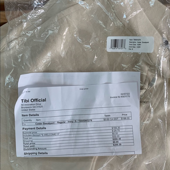 Tibi Calder sweatpants size small ivory BNWT - Picture 4 of 6